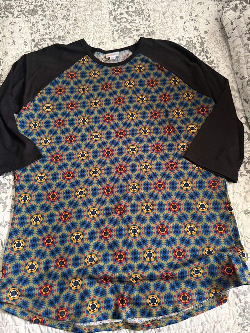 LuLaRoe Black Top with Rainbow Logo Tag